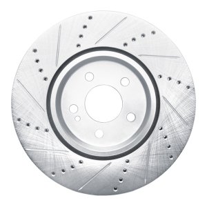 Mercedes-Benz GLC43 AMG Brake Rotor (1) - Rear Right - R1 Concepts - Drilled & Slotted - Silver - `16-`23